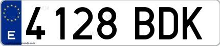 Ejemplo de matrícula española 4128 BDK