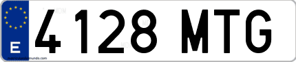 Ejemplo de matrícula de coche ordinaria 4128 MTG