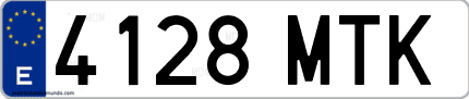Ejemplo de matrícula de coche ordinaria 4128 MTK