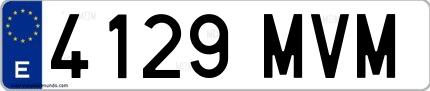 Ejemplo de matrícula española 4129 MVM