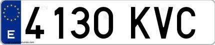 Ejemplo de matrícula española 4130 KVC