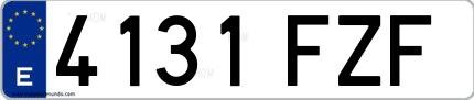 Ejemplo de matrícula española 4131 FZF
