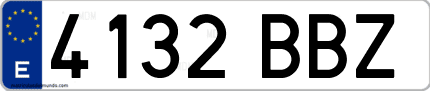 Ejemplo de matrícula de coche ordinaria 4132 BBZ