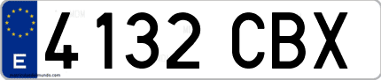 Ejemplo de matrícula de coche ordinaria 4132 CBX