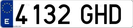 Ejemplo de matrícula española 4132 GHD