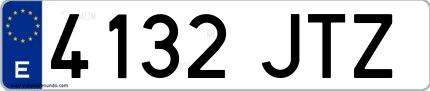 Ejemplo de matrícula española 4132 JTZ