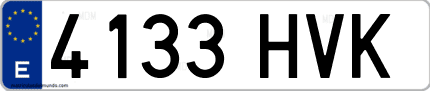 Ejemplo de matrícula de coche ordinaria 4133 HVK