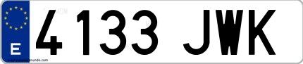 Ejemplo de matrícula española 4133 JWK