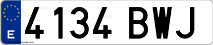 Ejemplo de matrícula de coche ordinaria 4134 BWJ