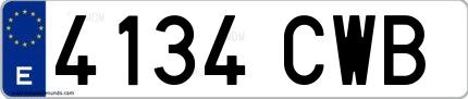 Ejemplo de matrícula española 4134 CWB