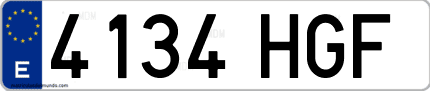 Ejemplo de matrícula de coche ordinaria 4134 HGF