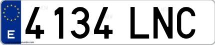Ejemplo de matrícula española 4134 LNC