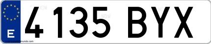 Ejemplo de matrícula española 4135 BYX