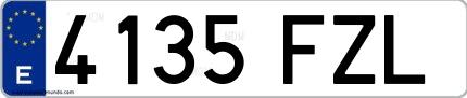 Ejemplo de matrícula española 4135 FZL