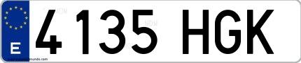 Ejemplo de matrícula española 4135 HGK