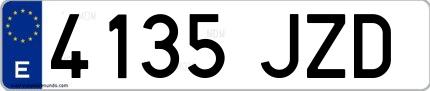 Ejemplo de matrícula de coche ordinaria 4135 JZD