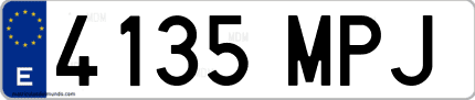 Ejemplo de matrícula de coche ordinaria 4135 MPJ