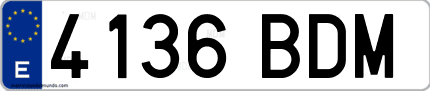 Ejemplo de matrícula de coche ordinaria 4136 BDM