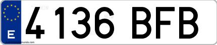 Ejemplo de matrícula de coche ordinaria 4136 BFB
