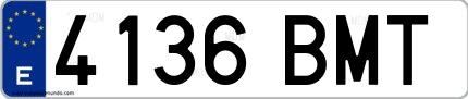 Ejemplo de matrícula española 4136 BMT