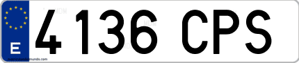 Ejemplo de matrícula de coche ordinaria 4136 CPS