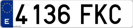 Ejemplo de matrícula de coche ordinaria 4136 FKC
