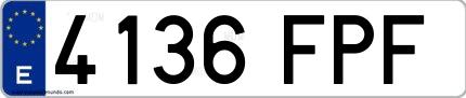 Ejemplo de matrícula española 4136 FPF