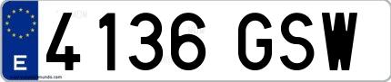 Ejemplo de matrícula española 4136 GSW