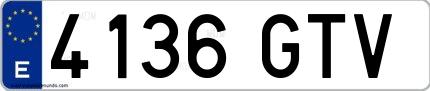 Ejemplo de matrícula española 4136 GTV