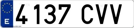 Ejemplo de matrícula española 4137 CVV