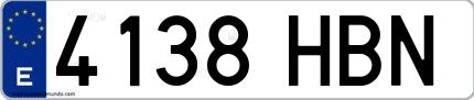 Ejemplo de matrícula española 4138 HBN