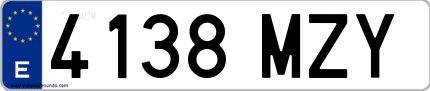 Ejemplo de matrícula española 4138 MZY