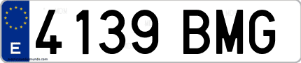 Ejemplo de matrícula de coche ordinaria 4139 BMG