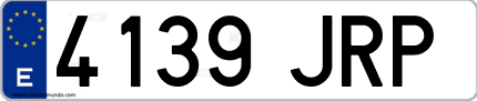 Ejemplo de matrícula de coche ordinaria 4139 JRP
