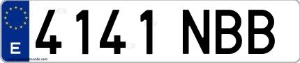 Ejemplo de matrícula española 4141 NBB