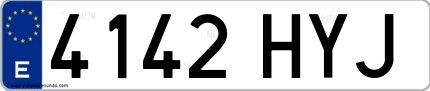Ejemplo de matrícula española 4142 HYJ