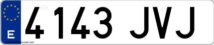 Ejemplo de matrícula española 4143 JVJ