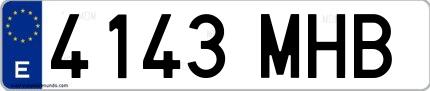 Ejemplo de matrícula española 4143 MHB