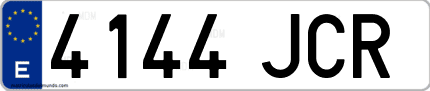 Ejemplo de matrícula de coche ordinaria 4144 JCR