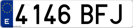Ejemplo de matrícula de coche ordinaria 4146 BFJ