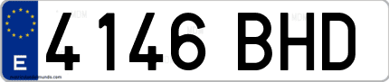 Ejemplo de matrícula de coche ordinaria 4146 BHD