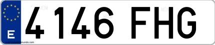 Ejemplo de matrícula española 4146 FHG