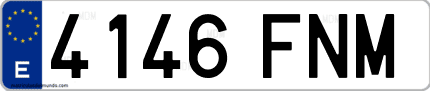 Ejemplo de matrícula de coche ordinaria 4146 FNM