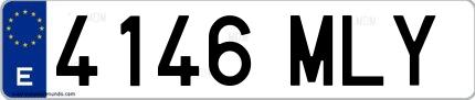 Ejemplo de matrícula de coche ordinaria 4146 MLY