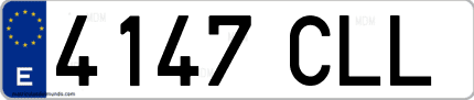 Ejemplo de matrícula de coche ordinaria 4147 CLL