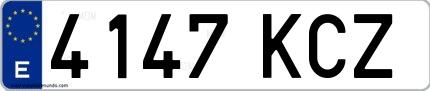 Ejemplo de matrícula española 4147 KCZ
