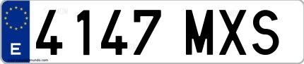 Ejemplo de matrícula española 4147 MXS