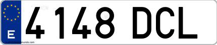 Ejemplo de matrícula española 4148 DCL