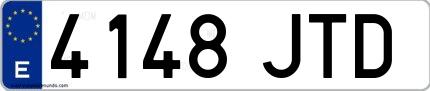 Ejemplo de matrícula de coche ordinaria 4148 JTD
