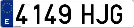 Ejemplo de matrícula española 4149 HJG